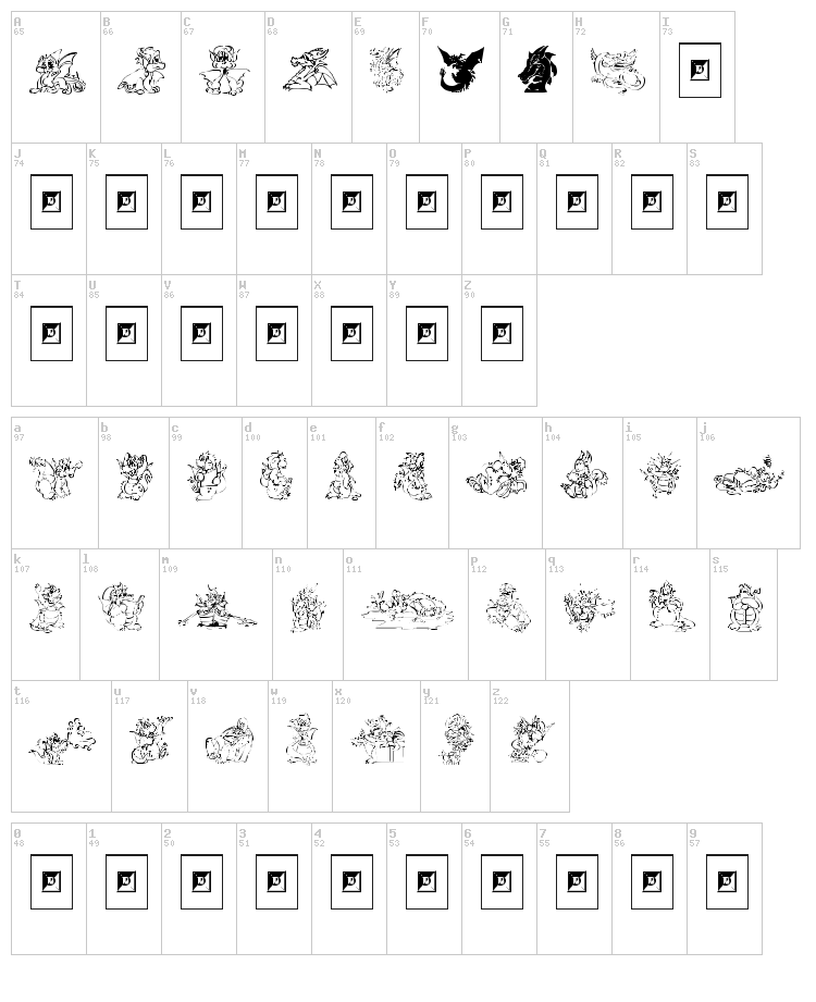Delightful Lil Dragons font map
